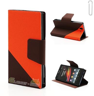 เคส Xperia Z (Two Tone Folio) น้ำตาล-สีแสด
